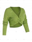 Front Twist Ribbed Crop Sweater