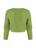 Front Twist Ribbed Crop Sweater