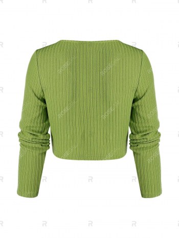 Front Twist Ribbed Crop Sweater