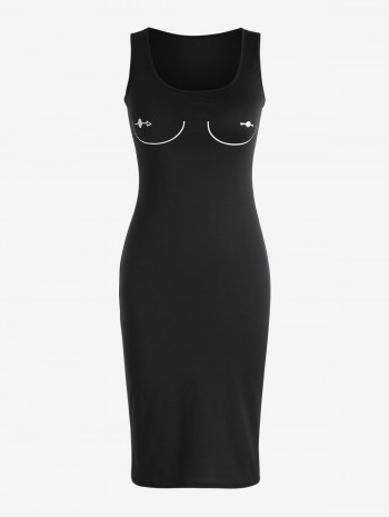 Funny Graphic Slinky Midi Tank Dress