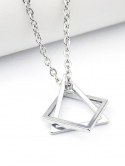 Geo Hollow Square Triangle Necklace