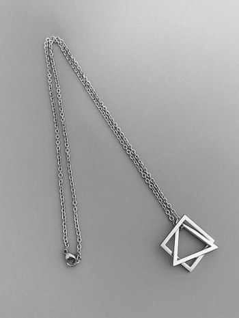 Geo Hollow Square Triangle Necklace