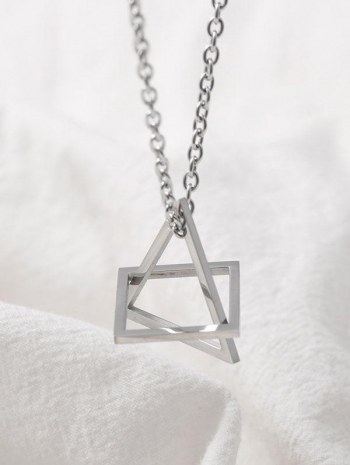 Geo Hollow Square Triangle Necklace