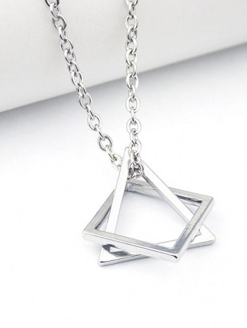 Geo Hollow Square Triangle Necklace