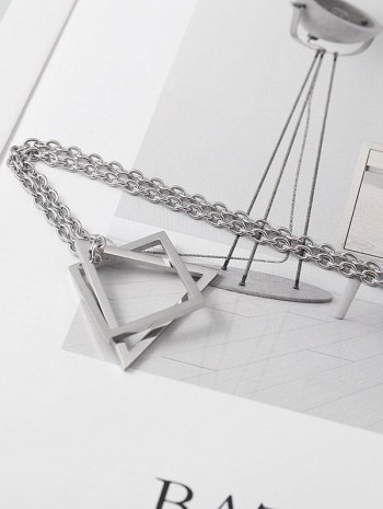 Geo Hollow Square Triangle Necklace
