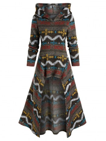 Geometry High Low Long Knitted Hoodie