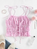Gingham Tie Ruched Crop Cami Top