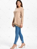 High Low Lace Panel Long Sleeve T-shirt