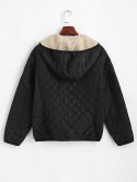 Hooded Pockets Fleece Lined Quilted Coat