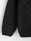 Hooded Pockets Fleece Lined Quilted Coat