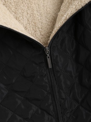 Hooded Pockets Fleece Lined Quilted Coat