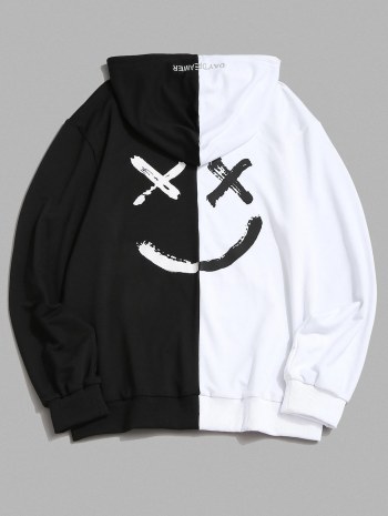 Letter Print Contrast Slogan Hoodie
