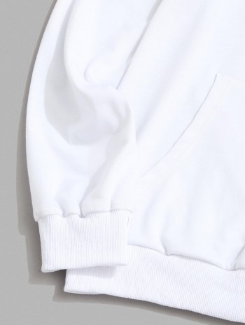 Letter Print Contrast Slogan Hoodie