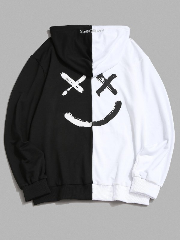 Letter Print Contrast Slogan Hoodie