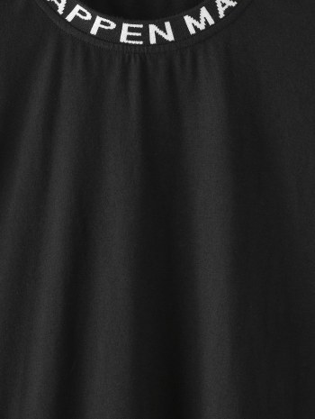 Letter Print Ribbed Collar Casual T-shirt