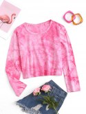 Long Sleeve Tie-dye Cropped T-shirt