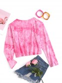 Long Sleeve Tie-dye Cropped T-shirt
