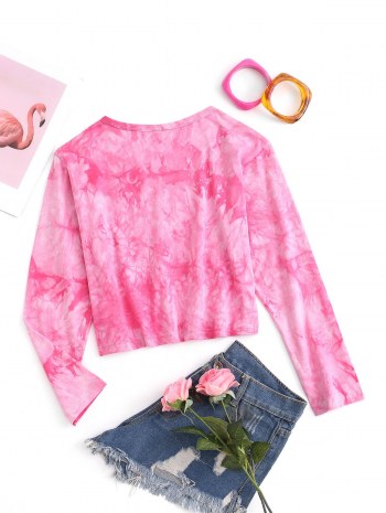 Long Sleeve Tie-dye Cropped T-shirt