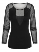 Mesh Insert Long Sleeve T-shirt
