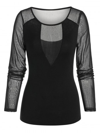 Mesh Insert Long Sleeve T-shirt