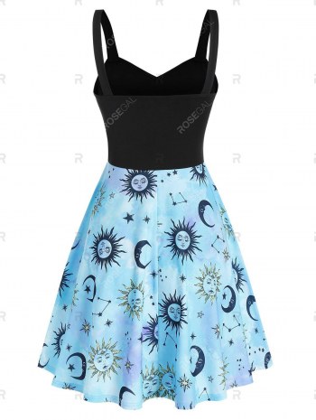 Metal Chain Starry Print Mini Cami Dress