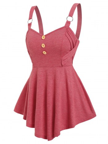 Mock Button Criss-cross Detail Tank Top