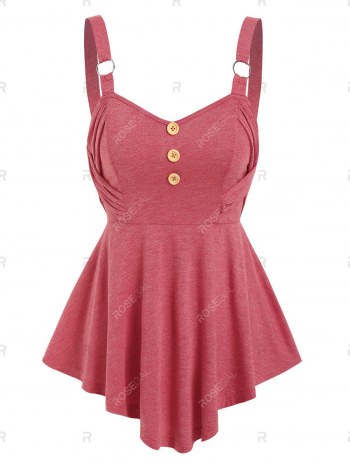 Mock Button Criss-cross Detail Tank Top