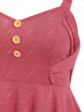 Mock Button Criss-cross Detail Tank Top