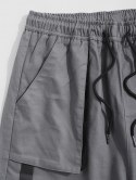 Multi-pocket Strap Design Solid Color Cargo Shorts