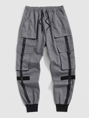 Multi-pocket Strap Design Solid Color Cargo Shorts