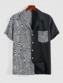 Op Art Print Colorblock Shirt