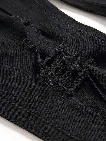 Party Satin Shirt And Frayed Ripped Jeans Set