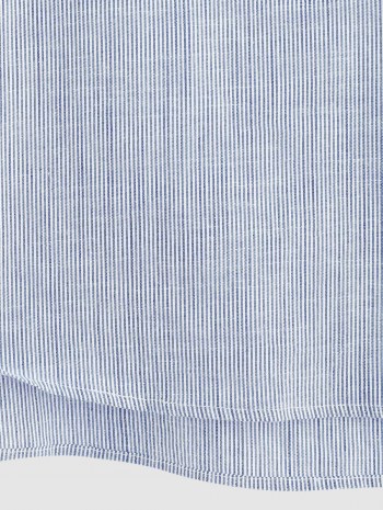 Pinstripe Print Half Button Short Sleeve Office Shirt