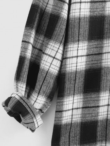Plaid Corduroy Patchwork Hooded Shirt