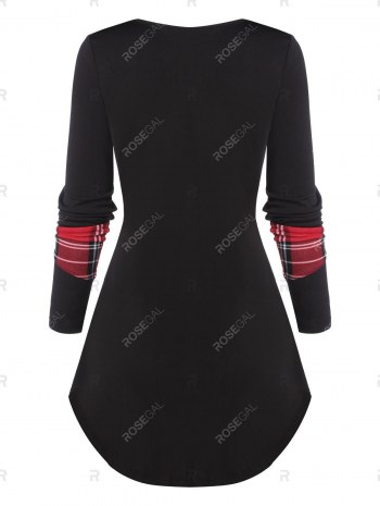 Plaid Ruffle Zipped T Shirt