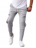 Plain Flap Pockets Drawstring Casual Sweatpants