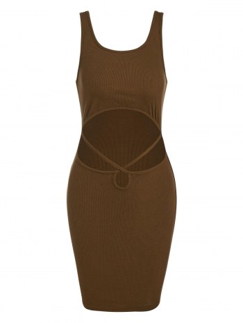 Rib Knit Midriff Baring Mini Dress