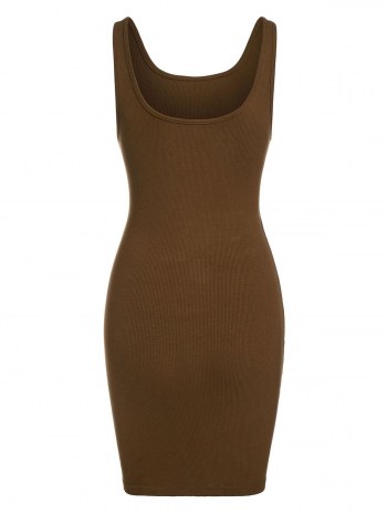 Rib Knit Midriff Baring Mini Dress