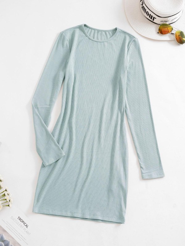 Rib Knit Mini Bodycon Dress