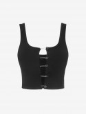 Rib-knit Pins Cropped Tank Top