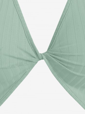 Rib-knit Twist Cutout Split Side Slinky Tank Dress