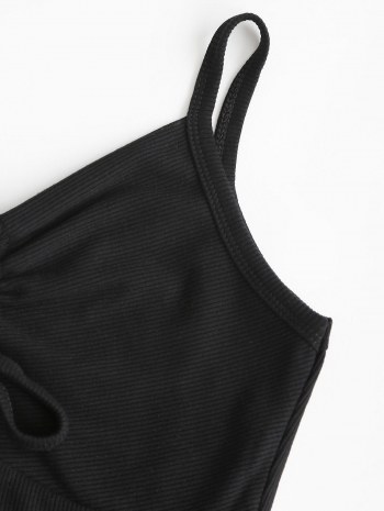 Ribbed Cropped Cinched Front Cami Top