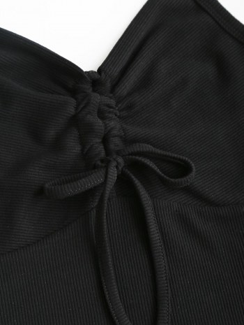 Ribbed Cropped Cinched Front Cami Top