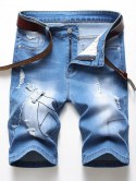 Ripped Patchworks Design Denim Shorts
