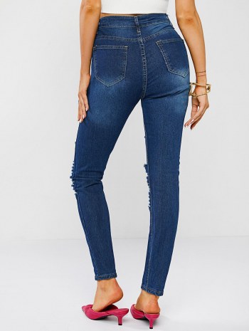 Ripped Zipper Fly Skinny Jeans