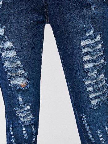 Ripped Zipper Fly Skinny Jeans