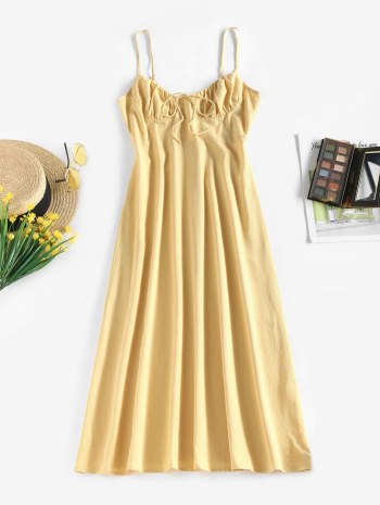 Ruched Bust Midi A Line Dress