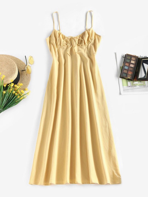 Ruched Bust Midi A Line Dress