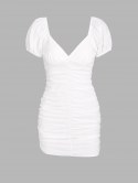 Ruched Puff Sleeve Bodycon Dress