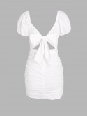Ruched Puff Sleeve Bodycon Dress